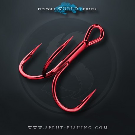 Крючки Тройные Sprut Hara ST-36 RD  N1 (Treble Round Bend Hook Red) 1упак*6шт