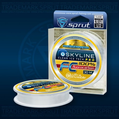 Леска Зимняя Sprut SKYLINE FC 100% Fluorocarbon Ice Tech PRO (Clear/0,351mm/8,5kg/30m) 1упак*10шт